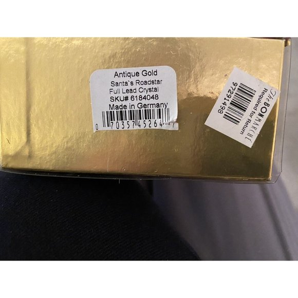 Gorham Santa’s Roadstar Full Lead Crystal Ornament Antique Gold - Picture 7 of 7